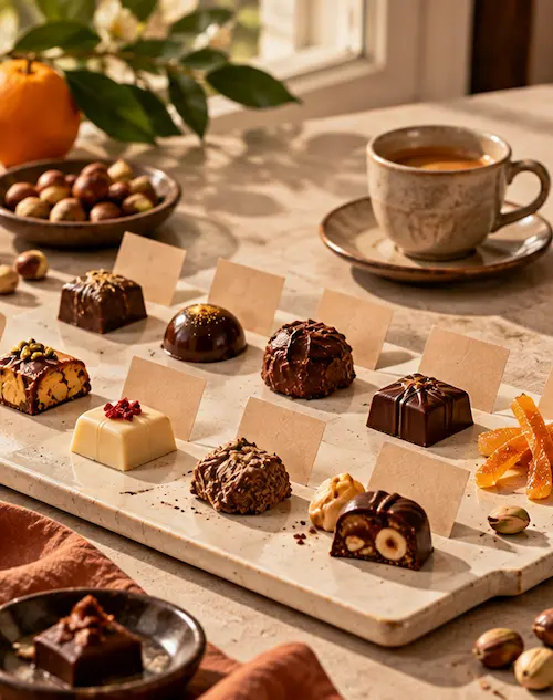 Assaggio comparato di cioccolato e confetteria